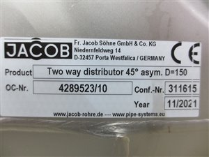 Jacob diverter valve DN 150 pneumatic actuated ATEX