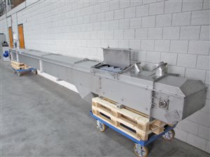 Belt conveyor 350 x 8500 mm - elevator in s/s housing